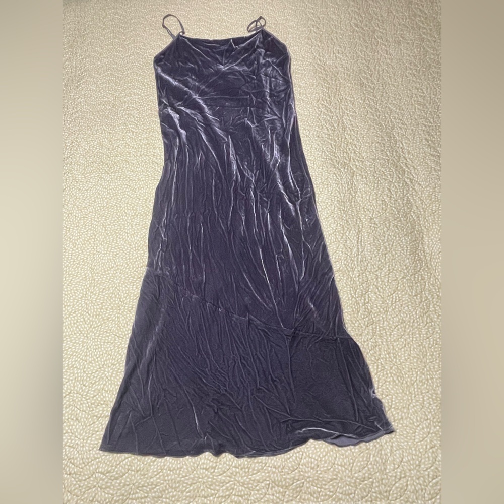 NWT Aritzia Wilfred Michelet black velvet silk blend midi slip dress M - Picture 5 of 11